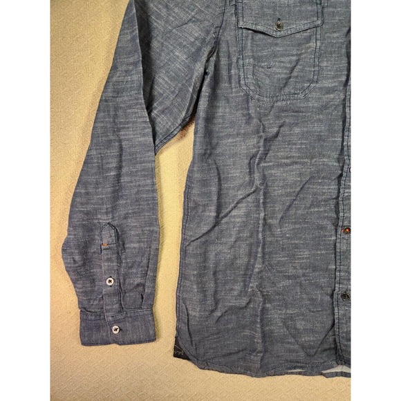 Buffalo by David Bitton Shirt Mens Large L Metal Button Up Collar Blue NWOT - Picture 4 of 12